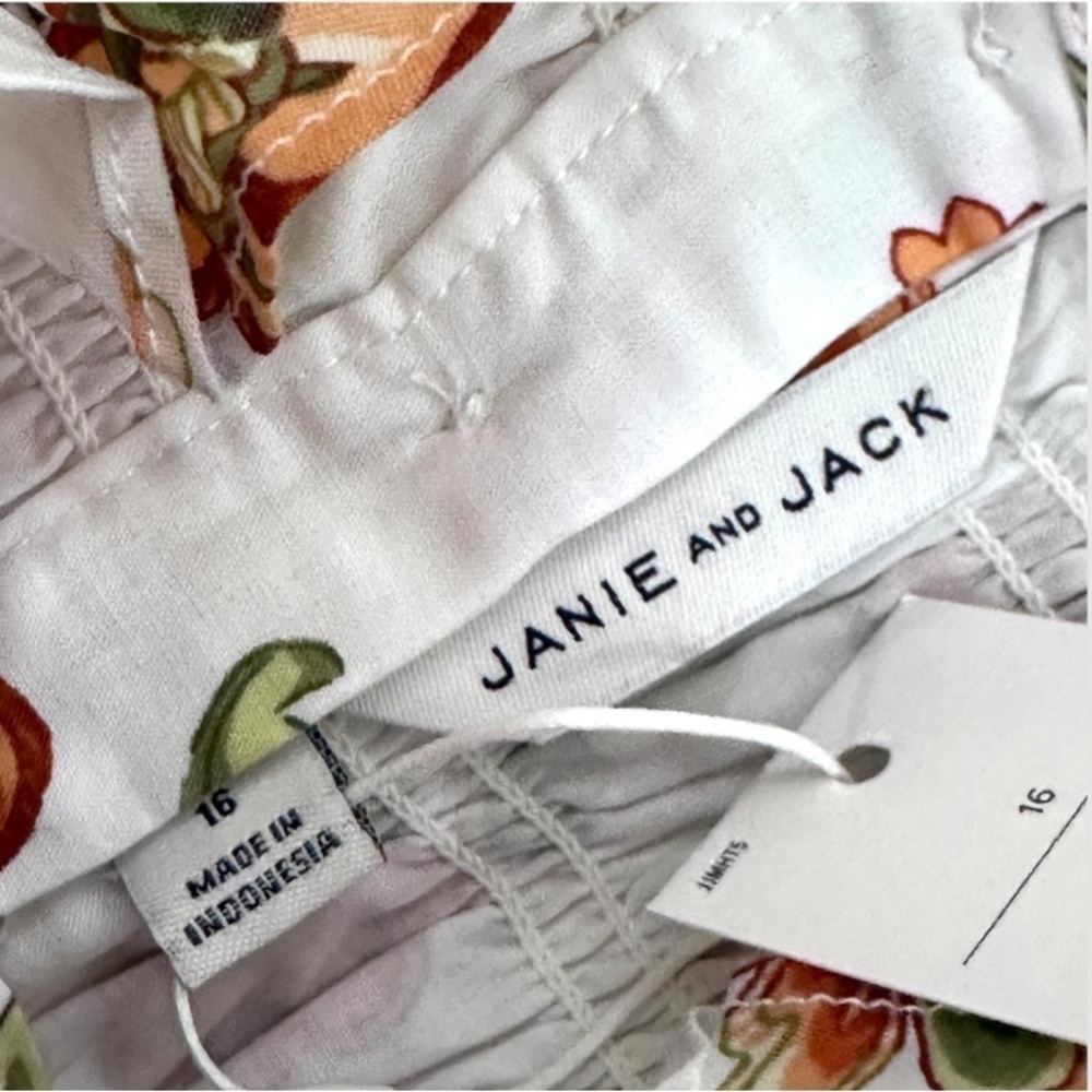 Janie and Jack Floral Smocked Bubble Sleeve Top 16 - Picture 5 of 5